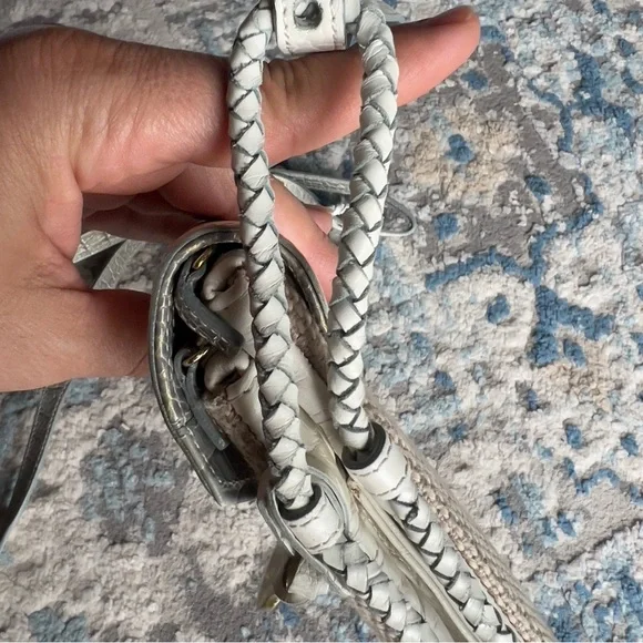 Brahmin natural woven white croc leather Crossbody Bag